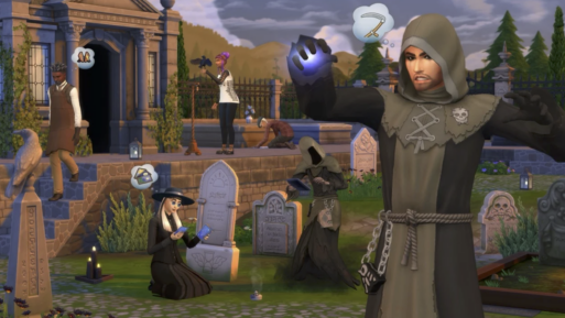 Grimterns learning magic in The Sims Life and Death.