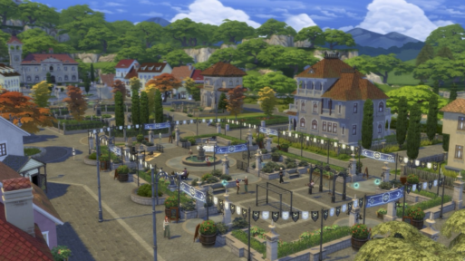 Urban setting representing Ravenwood in The Sims 4 Life and Death