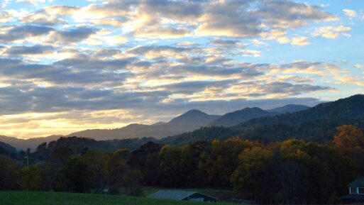 Autumn unset over Appalachian mountains in North Carolina