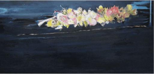 Marlene Dumas, Einder (Horizon), 2007‑2008, oil on canvas, 138 × 300 × 2.5 cm. Pinault Collection. © Marlene Dumas 
