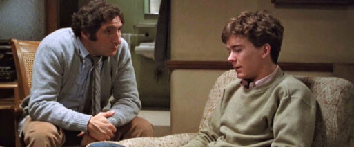 A scene from “Ordinary People” showing Dr. Berger (left) sitting with Conrad (right).