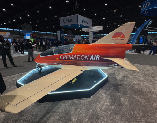 A plane that scatters ashes by the company Cremation Air a national service