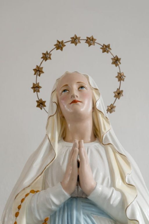 A statue of the Virgin Mary, who features prominently in the rosary