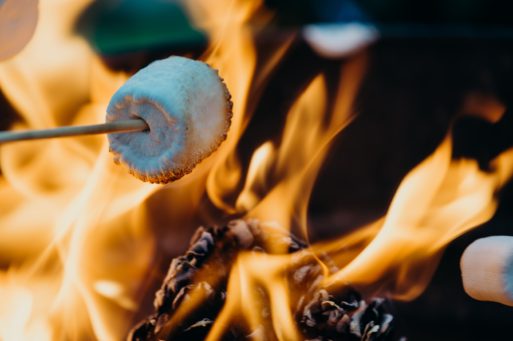 a roasting marshmallow from the s'mores basket