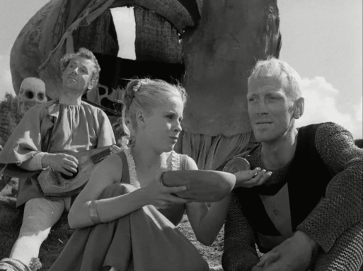 Scene from the Seventh Seal in which Antonius befriends a young family